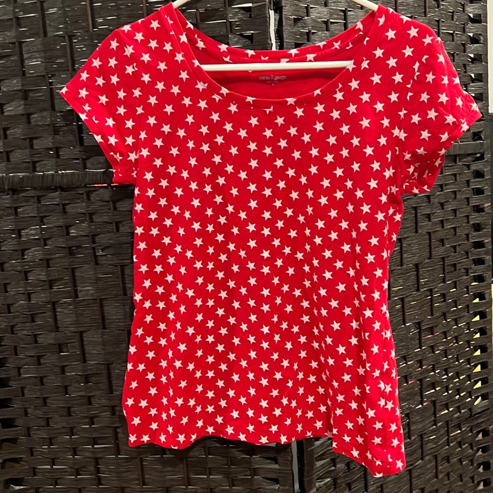 Red star cap sleeve t shirt